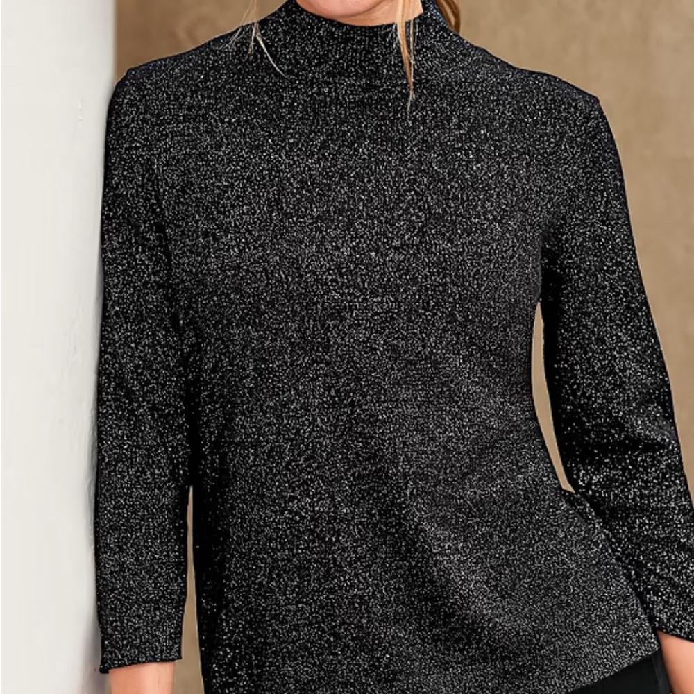 Black Sparkle Turtleneck Cashmere Sweater